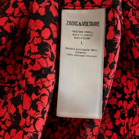 Zadig & Voltaire Tristan Floral Blouse, Size L - Picture 6 of 11